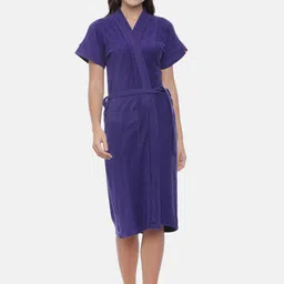 GOLDSTROMS Purple Calf-Length Tie-Up Detail Cotton Bath Robe image 1