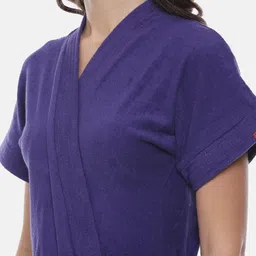 GOLDSTROMS Purple Calf-Length Tie-Up Detail Cotton Bath Robe image 5