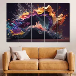 random Abstract Multicolour MDF (Set of 5) Art Panels-picture-27