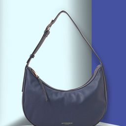 Accessorize London Faux Leather Textured Half Moon Shoulder Bag-picture-0