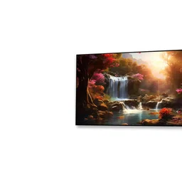 nestroots Black Canvas Framed Enchanted Forest Waterfall Pink Serenity Wall Painting(24X48 Inch) image 5