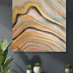 art street Never-ending Waves Gold Synthetic Wood Framed Oil Painting-picture-20