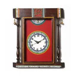 aakriti art creations Wooden Wall Clock In Brown & Red image 2