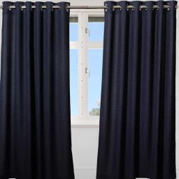 zeba Dark Blue Solid Polyester Blend 7 Ft Blackout Rod Pocket Door Curtain-picture-3