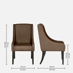 casacraft from pepperfry Piero Fabric Dining Chair In Chestnut Brown Colour image 2