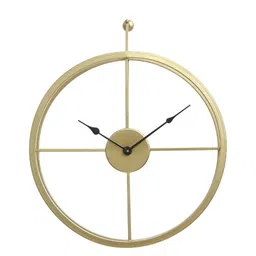 CHRONIKLE Gold-Toned & Black Metal Round Contemporary Wall Clock-picture-25