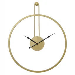 CHRONIKLE Gold Toned Analogue Contemporary Round Shaped Wall Clock-picture-38