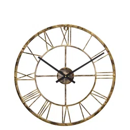 CHRONIKLE Gold Toned & Black Analogue Contemporary Round Shaped Wall Clock-picture-23
