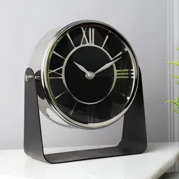 Decor de Maison Mitsuki Silver Toned Round Contemporary Table Clock image 1