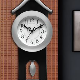 Attractionz Silver-Toned Round Shaped Contemporary Pendulum Wall Clock-picture-21