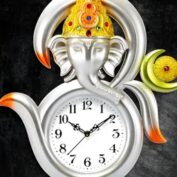 Attractionz SilverToned and White Round Textured Analogue Contemporary Wall Clock-picture-18