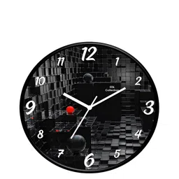 IIK COLLECTION Black Printed Round Contemporary Wall Clock-image-96