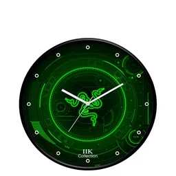 IIK COLLECTION Black & Green Printed Round Contemporary Wall Clock-image-95