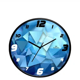 IIK COLLECTION Black & Blue Printed Round Contemporary Wall Clock-image-92