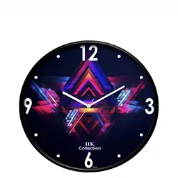 IIK COLLECTION Black and Blue Printed Round Contemporary Analogue Wall Clock-image-63
