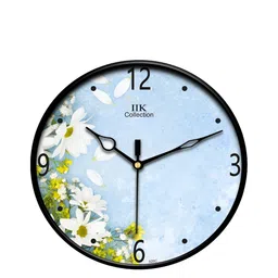 IIK COLLECTION Black and blue Printed Round Contemporary Analogue Wall Clock-image-60