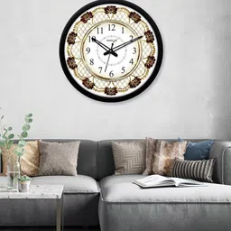 RANDOM White & Maroon Printed Contemporary Wall Clock image 1