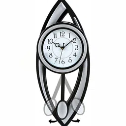 Attractionz Silver-Toned Round Shaped Contemporary Pendulum Wall Clock image 5