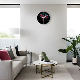 IIK COLLECTION Black & Red Printed Round Contemporary Wall Clock image 2