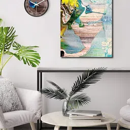 IIK COLLECTION Black & Brown Printed Round Contemporary Wall Clock image 2