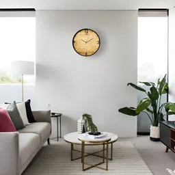 IIK COLLECTION Black Printed Round Contemporary Wall Clock image 2