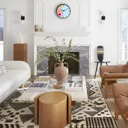 IIK COLLECTION Black and blue Printed Round Contemporary Analogue Wall Clock image 4