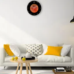 IIK COLLECTION Black & Red Printed Round Contemporary Wall Clock image 4