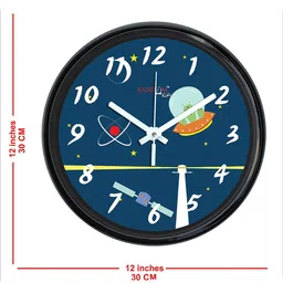 RANDOM Aerostar Blue & Black Printed Contemporary Wall Clock image 5