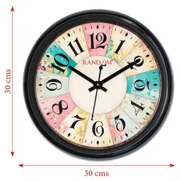 RANDOM Pink & Blue Printed Analogue Contemporary Round Wall Clock image 5