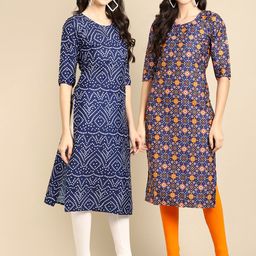 7threads KALINI Women Pack of 2 Printed Crepe Kurta-picture-49