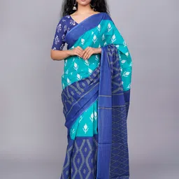 TROPWEAR Ethnic Motifs Printed Pure Cotton Block Print Saree-picture-10