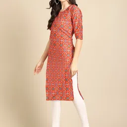 7threads KALINI Women Pack of 2 Red & Blue Bandhani Printed Crepe Kurta image 4