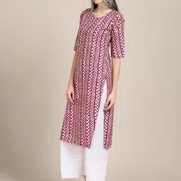 7threads KALINI Women Red & Blue Pack Of 2 Geometric Printed Crepe Kurta image 5