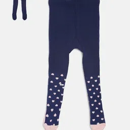 MINI KLUB Girls Pack of 2 Navy Blue & White Patterned Stockings image 1