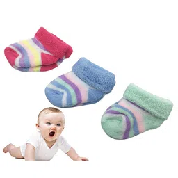 SYGA Infant Pack Of 3 Patterned Organic Cotton Ankle-Length Socks-picture-41
