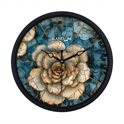 RANDOM Blue & Brown Floral Printed Contemporary Analogue Round Wall Clock image 1
