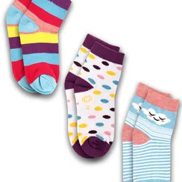 Dollar Socks Kids Pack Of 3 Assorted Patterned Cotton Ankle-Length Socks image 1