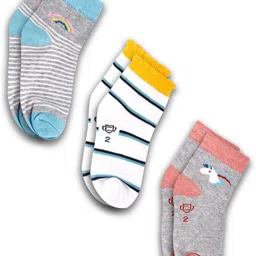 Dollar Socks Kids Pack Of 3 Assorted Patterned Cotton Ankle-Length Socks image 1
