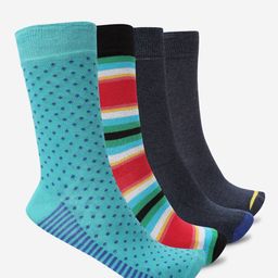 Smarty Pants Unisex Pack of 4 Blue & Black Printed Cotton Socks-picture-28
