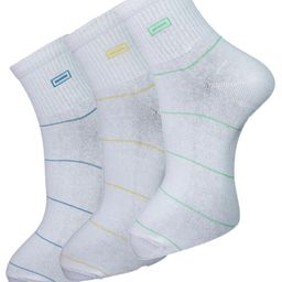Dollar Socks Men Pack Of 3 White Striped Cotton Socks-picture-44