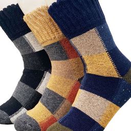 Alexvyan Pack Of 3 Men Checked Patterned Calf-Length Woolen Socks-picture-38