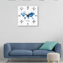 RANDOM White & Blue Printed Analogue Contemporary Wall Clock image 2