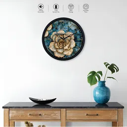 RANDOM Blue & Brown Floral Printed Contemporary Analogue Round Wall Clock image 3