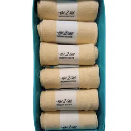 N2S NEXT2SKIN Women Pack Of 6 Beige Solid Cotton Ankle-Length Socks image 4