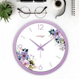 RANDOM White & Purple Printed Analogue Contemporary Wall Clock image 4
