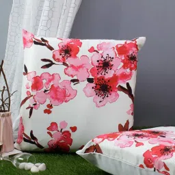 soumya White& Pink Floral Cotton 24 x 24 Inches Cushion Covers (Set of 2)-picture-11