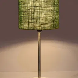 Devansh Green Textured Wooden Contemporary Cylindrical Shaped Table Lamp image 4