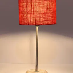 Devansh Orange Textured Cylinder Wooden Contemporary Table Lamp image 3