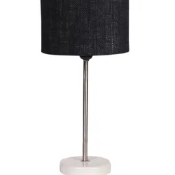 Devansh Black Textured Wooden Contemporary Cylindrical Shaped Table Lamp image 3