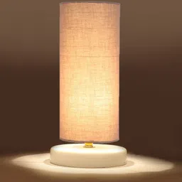 Devansh Grey Cylindrical Wooden Table Lamp image 5